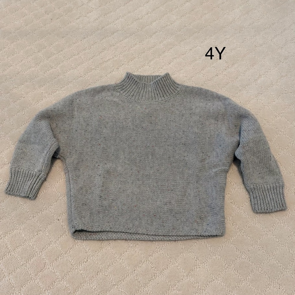 Millk Kids unisex Grey Sprinkle Mock Neck Knit Sweater